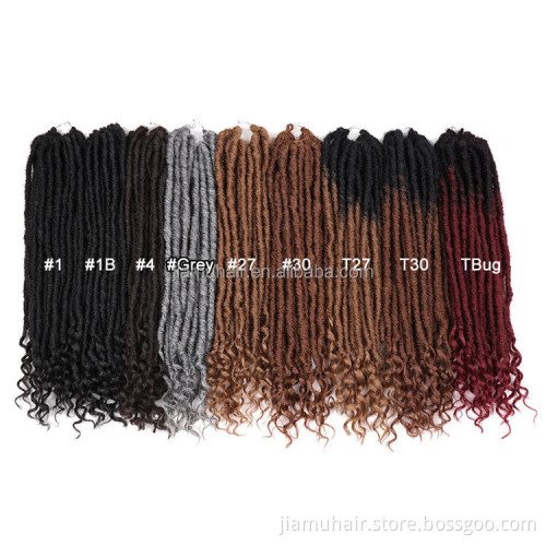 Synthetic 20Inch Goddess Faux Locs With Curly Ends Crochet Braids Natural Synthetic Hair Extension Soul Goddess